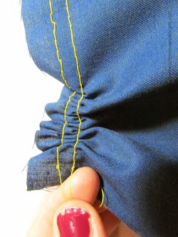 Traditional method for gathering fabric and making ruffles Traditional method for gathering fabric and making ruffles